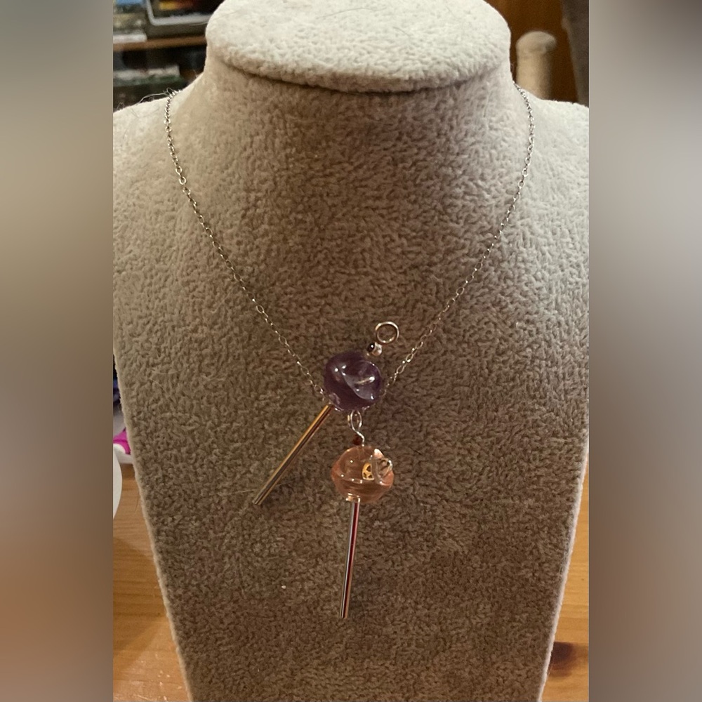 Simone L. Smith:Lollipop Collection a purple nlight pink silver lollipop n chain